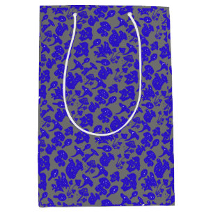 Black mushroom pattern 01blue Grey BG Medium Gift Bag