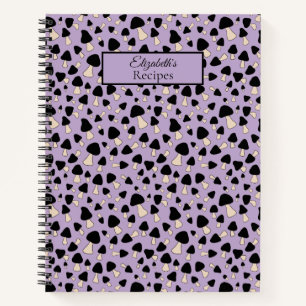 Black Mushrooms on Soft Purple Recipe Book 