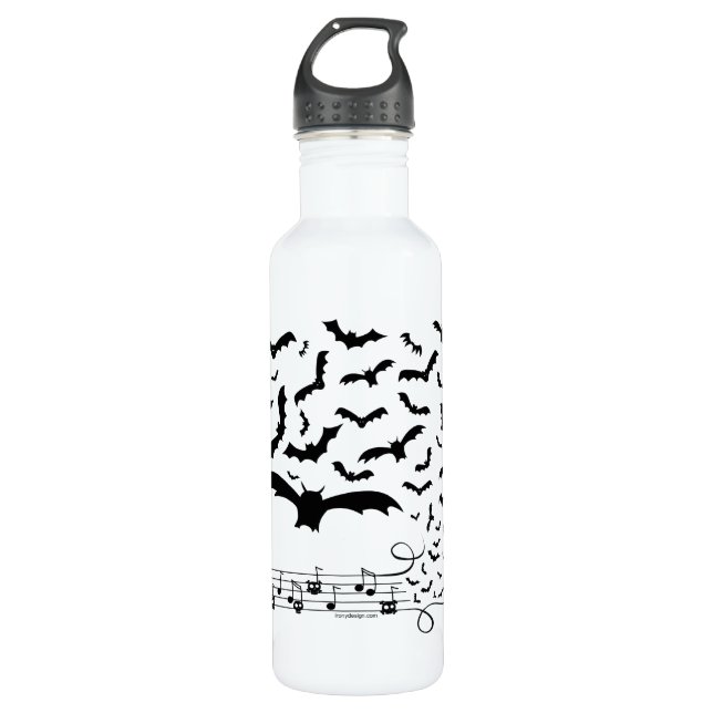 Black Music Bats Design 710 Ml Water Bottle (Front)