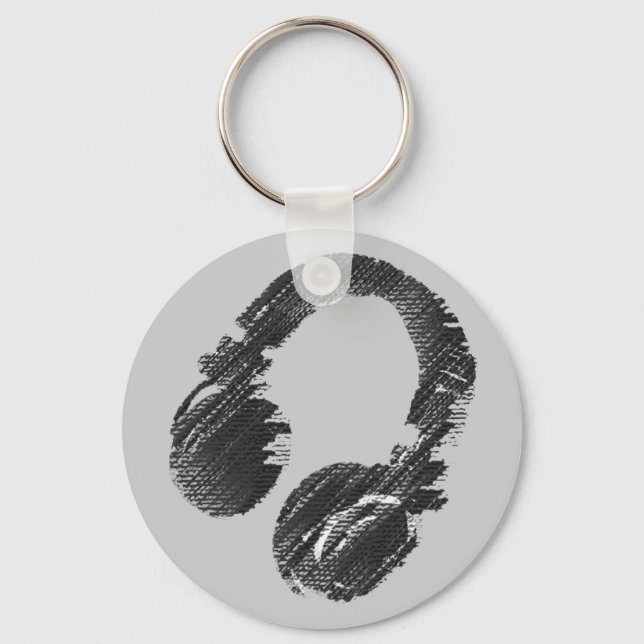 black music deejay headphone key ring (Front)