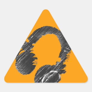 black music deejay headphone triangle sticker
