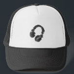 black music deejay headphone trucker hat<br><div class="desc">A graphic digital illustration of a dj headphone</div>
