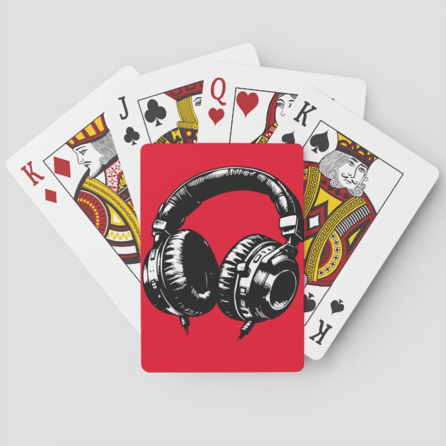 Black Music Headphones DJ Birthday Party Favour Playing Cards (Back)