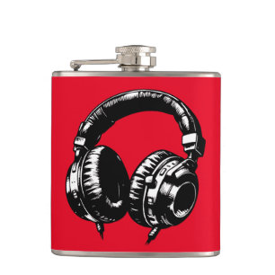 Black Music Headphones DJ Hip Flask