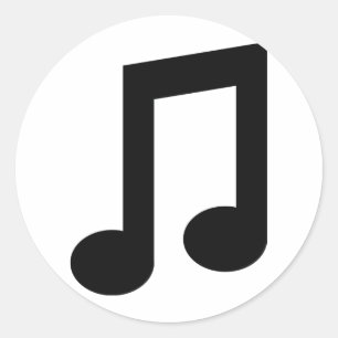 black music note icon classic round sticker