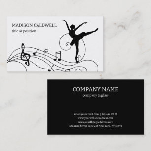 Black Music Notes and Ballerina Business Card