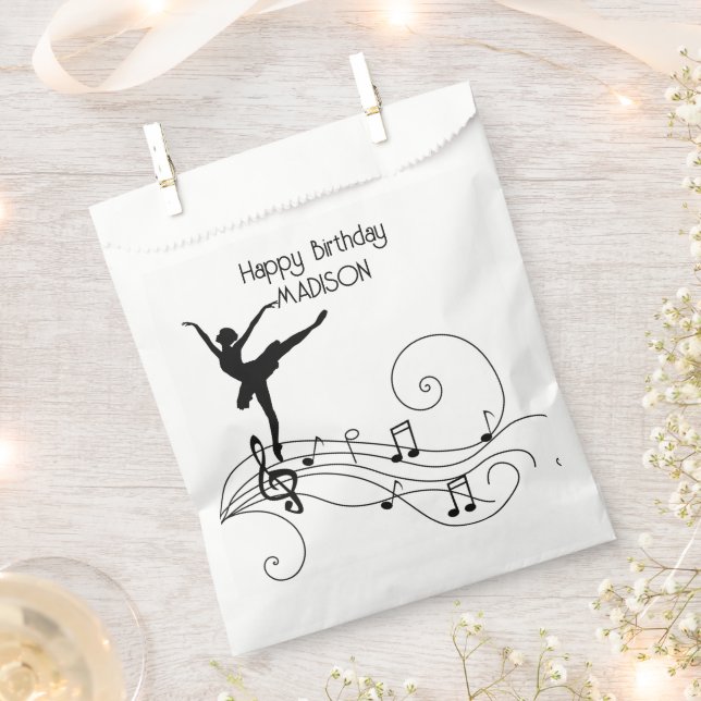 Black Music Notes and Ballerina  Favour Bag (Clipped)