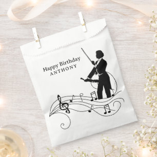 Black Music Notes and Violinist Favour Bag
