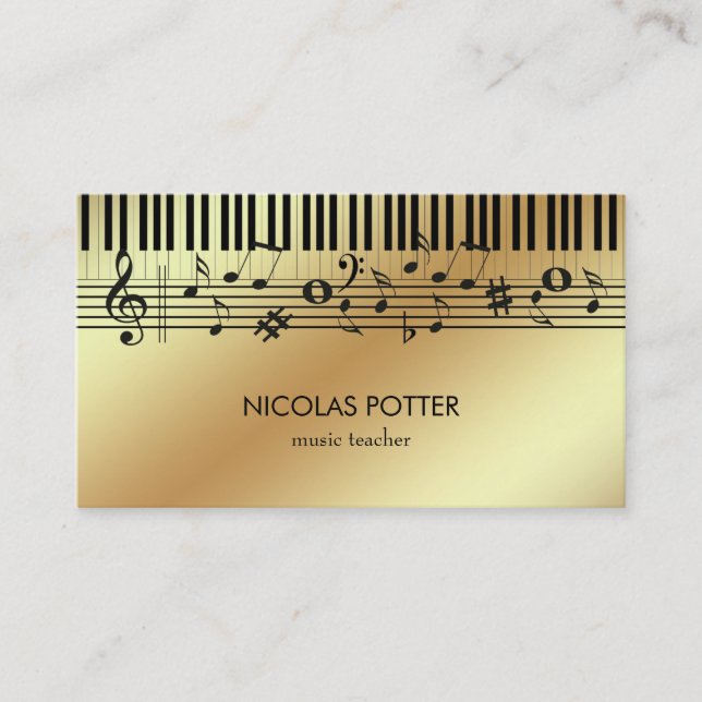 Black Music Notes Business Card (Front)
