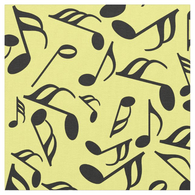 Black Music Notes  Fabric (Close Up)