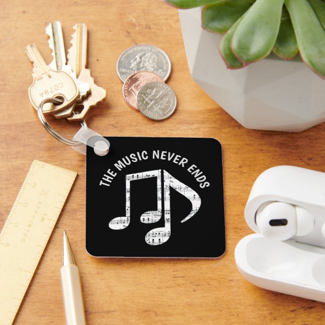 Black Music Notes  Key Ring (Desk)