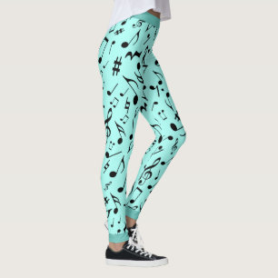 Black Music Notes on Green (or Your Col) Leggings