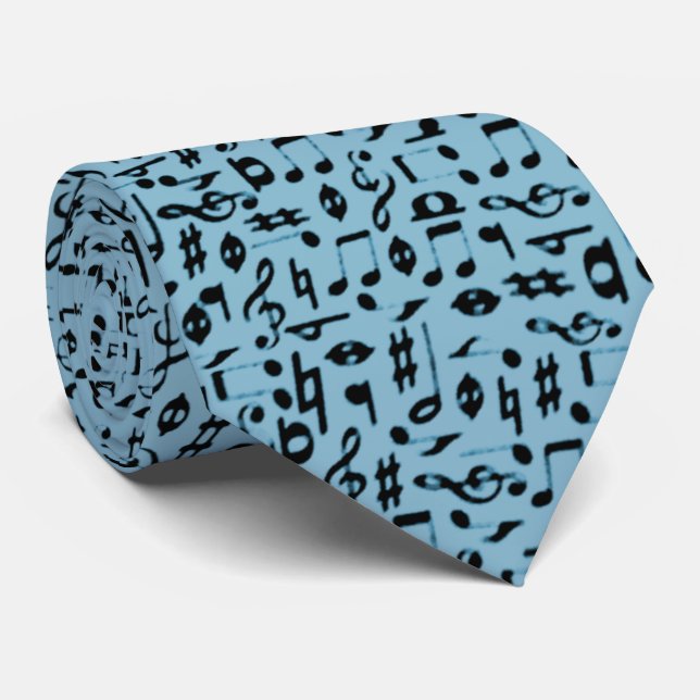 BLACK MUSIC NOTES ON TEAL TIE (Rolled)