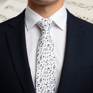 Black Music Notes on White Tie