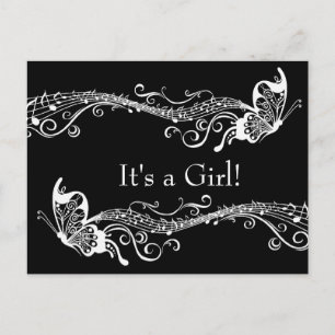 Black Musical Butterflies Baby Shower Invitation Postcard