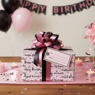 Black Musical Happy Birthday Wrapping Paper
