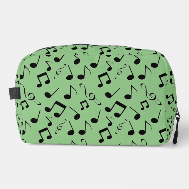 Black Musical Notes Design Dopp Kit Bag (Front)