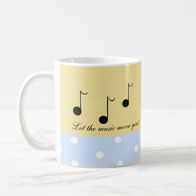 Black Musical Notes with Musical Sayings Coffee Mug (Left)