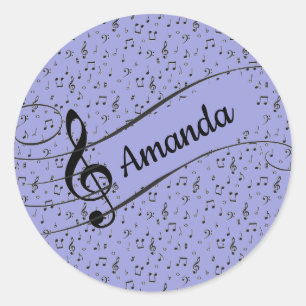 Black Musical personalised Classic Round Sticker