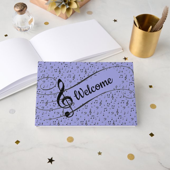 Black Musical personalised   Guest Book (Front Open)