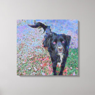 Black Mutt Digital Portrait Canvas Print