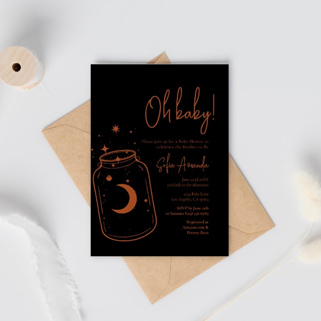 Black Mystic and Celestial Bottle Baby Shower Invitation (Creator Uploaded)