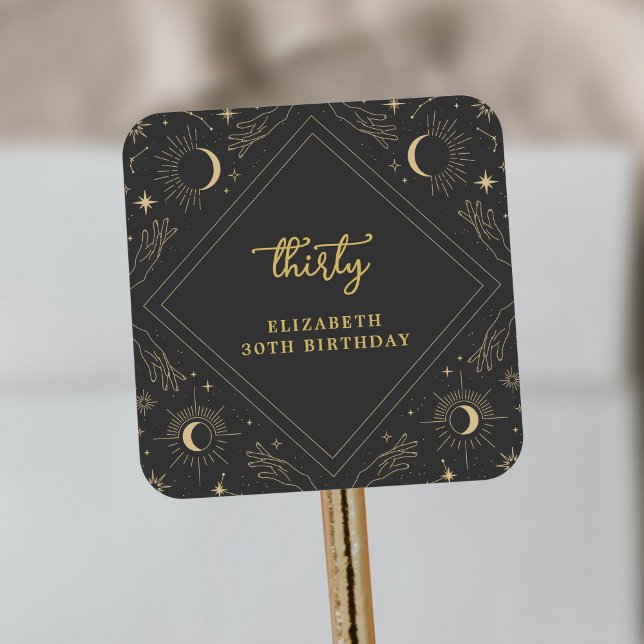 Black Mystic Horoscope Moon Birthday Envelope Square Sticker (Black Mystic Horoscope Moon Birthday Envelope Square Sticker)