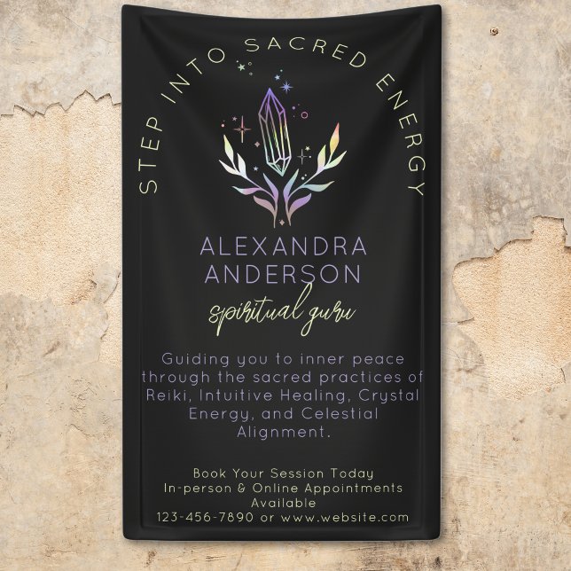 Black Mystical Holographic Spiritual Crystals Banner (Black Mystical Holographic Spiritual Crystals Banner)