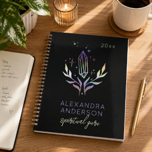 Black Mystical Holographic Spiritual Crystals Planner