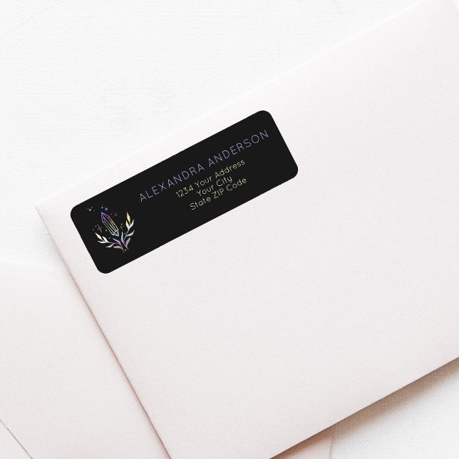 Black Mystical Spiritual Crystals Return Address (Black Mystical Spiritual Crystals Return Address Label)