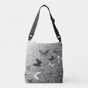 Black n White Butterflies Crossbody Bag