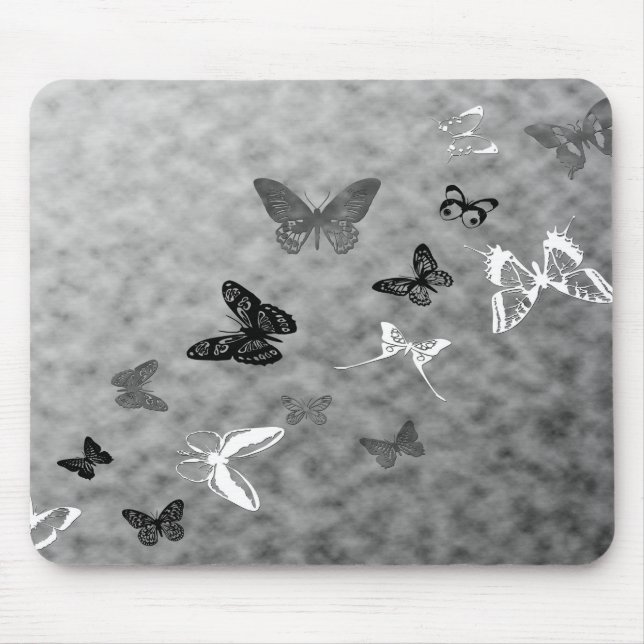 Black n White Butterflies Mouse Pad (Front)