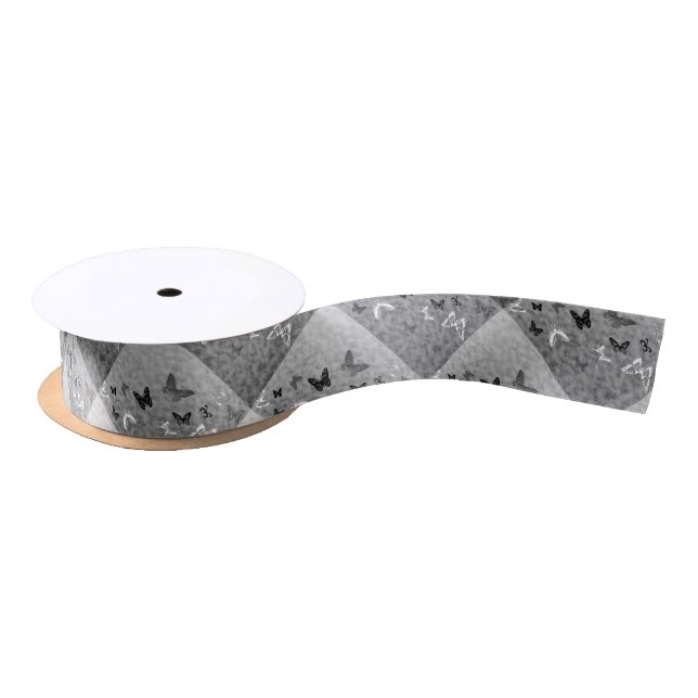 Black n White Butterflies Satin Ribbon (Spool)