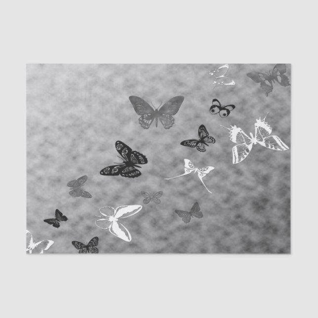 Black n White Butterflies Tissue Paper (Front)