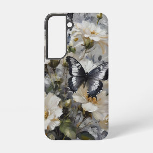 Black N White Butterfly Oil Paint, Samsung Galaxy Case