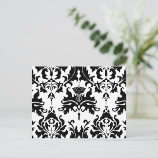 Black-n-White Damask Postcard