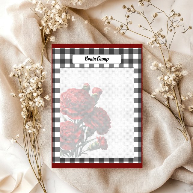 Black n White Floral Gingham_ Brain Dump Notepad (Creator Uploaded)