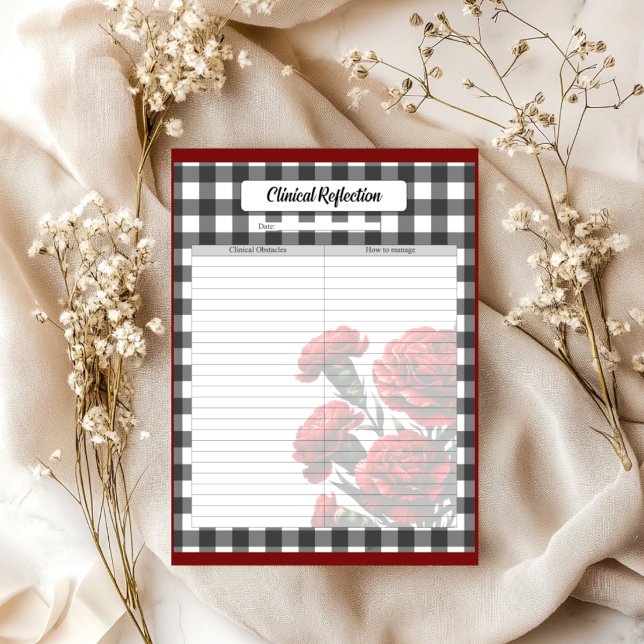 Black n White Floral Gingham _ Clinical Reflection Notepad (Creator Uploaded)