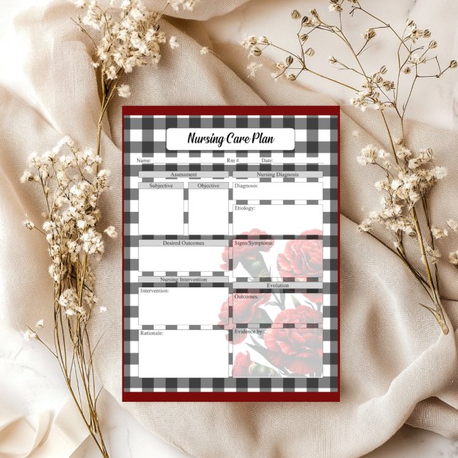 Black n White Floral Gingham_ Nursing Care Plan Notepad (Creator Uploaded)