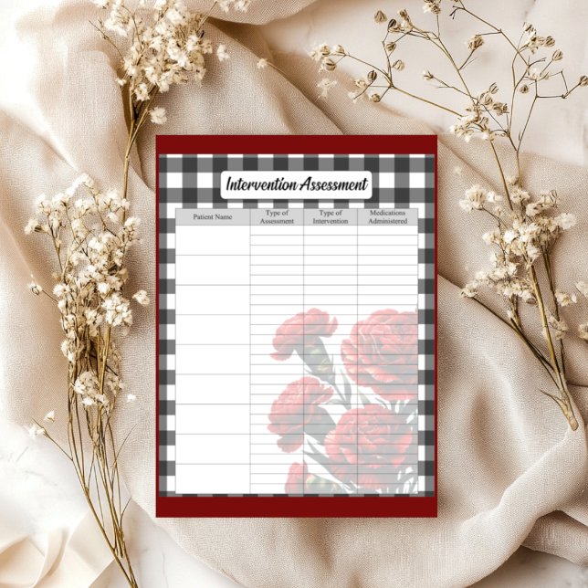 Black n White Floral_ Intervention Assessment  Notepad (Creator Uploaded)