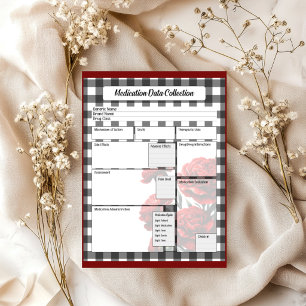 Black n White Floral _ Medication Data Collection Notepad