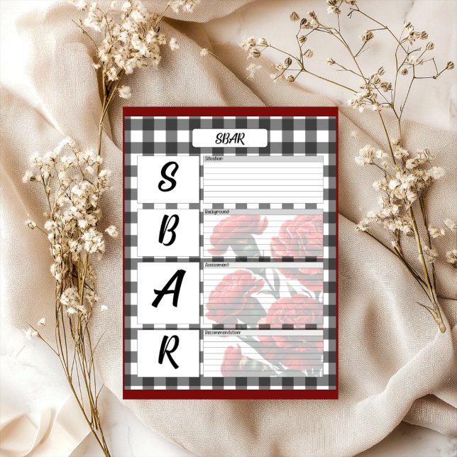 Black n White Floral_ SBAR Template Notepad (Creator Uploaded)