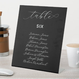 Black n White Names List Table Number Pedestal Sign