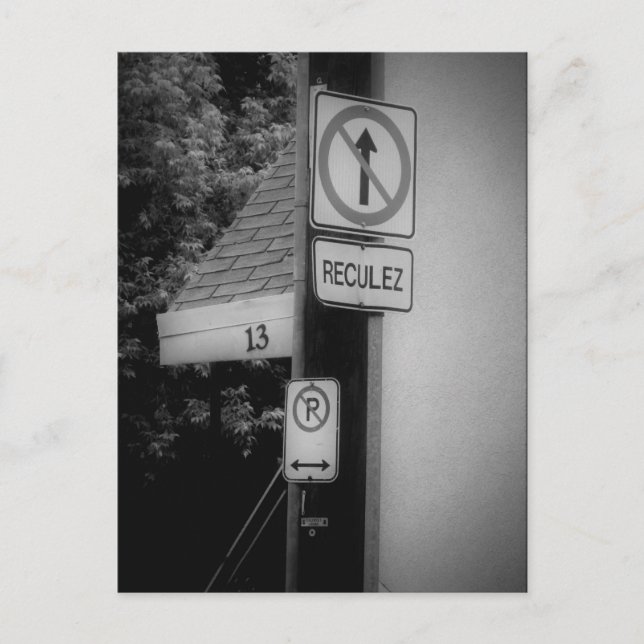 Black n White Street Signs Modern Art Contemporary Postcard (Front)