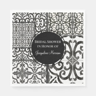 Black n White Tile Pattern Modern Farmhouse Bridal Napkin