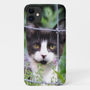 Black n White Tuxedo Kitten in the Garden Case-Mate iPhone Case