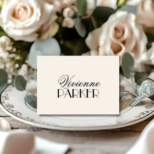 Black Name Old Money Quiet Wedding Place Card