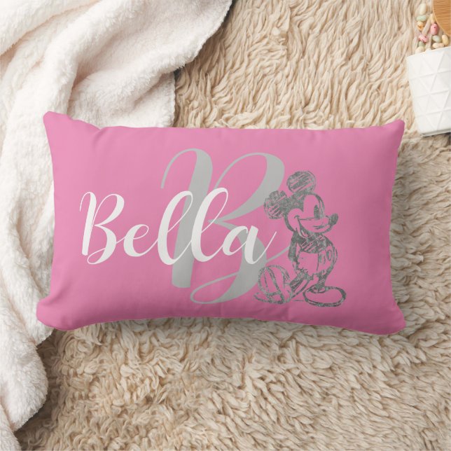 Black Name Personalised Pink Lumbar Cushion (Blanket)