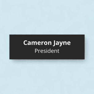 Black Name Tag Badge Safety Pin or Magnetic