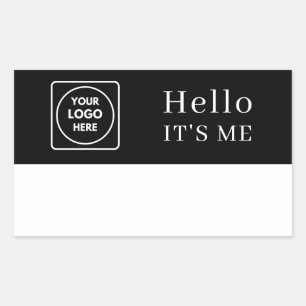 Black Name Tag Sticker Custom Hello it's me